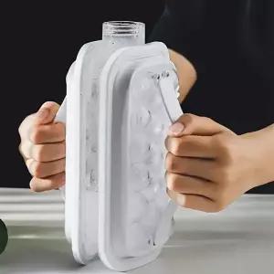 휴대용 2in1 접이식 제빙기 물병 창의적인 얼음 큐브 몰드 스 하키 격자 주방 바 도구 만들기