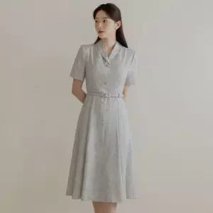 시크라인 (~XXL까지) 아온드 카라 벨트 플레어 원피스 하객룩 오피스룩 모임룩 격식룩 빅사이즈