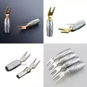 4pcs VIBORG 99.998 빨간색 구리 Y-포크 스피커 스페이드 바나나 플러그 골드/로듐 도금 VS701 Hi-Fi 오디오 케이블