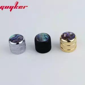 ABALONE PUSH-ON 기타 손잡이 거친 널링 일렉트릭 베이스 전위차계 캡