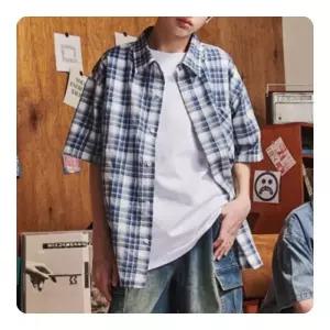 에꼴리에 HC33 5부 썸머 쿨 체크 셔츠 남아,남방,체크셔츠,셔츠,폴로,티셔츠,카라티,