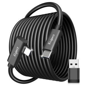 [미국배송] QUEST 3S /3 2 /PRO PICO 4 VR 헤드셋 액세서리 케이블 RIFT S /STEAM 게임용 KUJECTION 16FT 링크 USB 3.0 타입 C에서 C 고속 데이터 전송 충전 코드 PC용