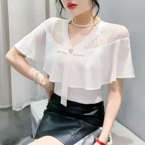 여성 라틴댄스복 상의 레이스 무대의상 라인댄스 티셔츠