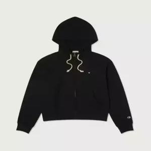 champion 여성 리버스위브 빅 로고 크롭 후드 집업 Black