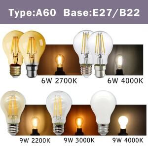2PCS LED 필라멘트 전구 E14 E27 C35 ST64 G80 A60 220V 4W 9W 따뜻한 흰색 유리 360 학위 에디슨 레트로
