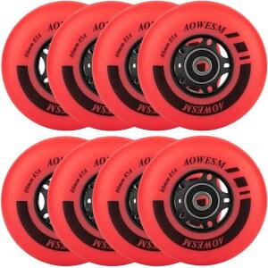 AOWESM 인라인 스케이트 휠 80mm 76mm 72mm 85a 실외 블랙 블루 레드 롤러 하키 블레이드 교체 / 베어링 ABEC-9 및 플로팅 스페이서(8팩)