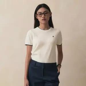 브룩스 브라더스 면 배색 반팔 스웨터 (화이트) (BBWRWB103AAFS)