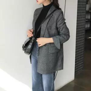 봄가을 여성 여자 캐주얼 정장 스타일 체크 무늬 자켓 여자체크자켓 체크마이 체크자켓1295491