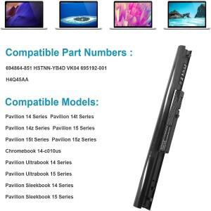 HP 파빌리온 슬립북용 배터리, VK04, 14, 15 시리즈, 14-B109wm, 14-b124us, 694864-851, 695192-001