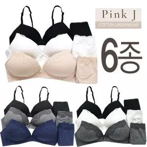 [보리보리/제이코튼]데일리 NEW 핑크코튼 학생속옷 면브라팬티 6종세트