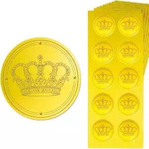 CHGCRAFT 150PCS 크라운 골드 엠보싱 씰 스티커 - 봉투 청첩장 상 졸업 선물 포장용 접착 호일 라벨