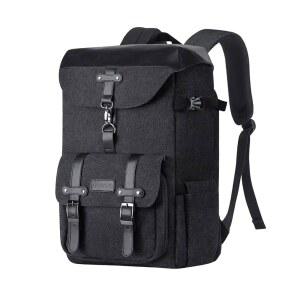 MOSISO 카메라 백팩, DSLR /SLR /미러리스 사진 빈티지 카메라 가방 케이스, 삼각대 홀더 및 레인 커버 및 15~16인치 노트북 수납 공간, 캐논 /니콘 /소니 /DJI 매빅 드론과 호환, 블랙