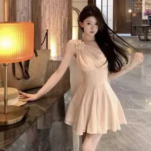 여친 원피스 치마 여름 쉬폰 오프숄더 플리츠 OP2
