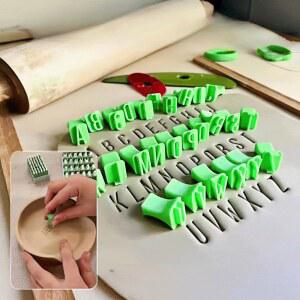 점토 도자기 폰던트 알파벳 우표 DIY 폴리머 엠보서 쿠키 프레스 작은 우표 대문자 숫자