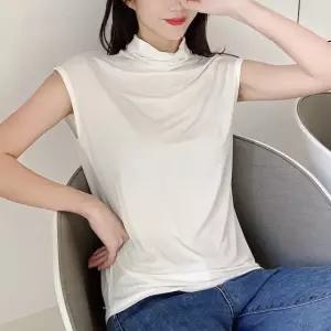 여성 모달 반목 캡 소매 데일리 찰랑 티 반폴라캡소매 (WE5D15A)