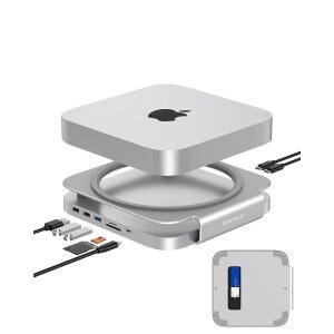 GEWOKLIY Mac 미니 도크 앤 스탠드 /SATA M 2 SSD 인클로저 USB A /C 커넥터 TF /SD 카드 리더 M1 /M2와 호환 가능