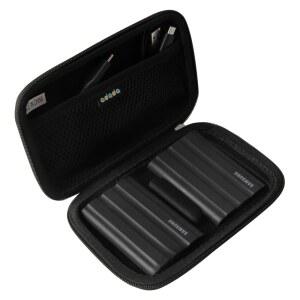 삼성호환 T9 / T7 Shield 2TB 1TB 4TB 휴대용 SSD USB 3.2 Gen2 외장 솔리드 스테이트 드라이브용 하드 여행용 케이스블랙 드라이브 2개용 케이스