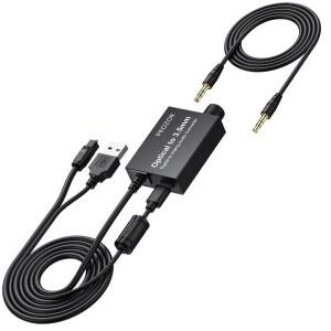 [미국배송] PROZOR 192KHZ 디지털-아날로그 오디오 변환기 7피트 / 2.1M 케이블 볼륨 제어가 가능한 광-3.5MM 컨버터 3.5MM AUX 어댑터에 대한 SPDIF TOSLINK HDTV DVD 블루레이 플레이어용 DAC(SPDIF ~ 3.5MM)