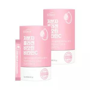 내츄럴플러스 에버핏 저분자 콜라겐 비오틴 비타민C 60포 2통 (4개월분)