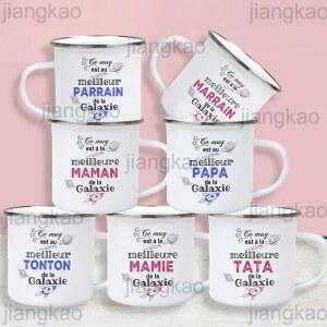 의 Papa Maman Papy M e Tonton Tata Marraine 커피 머그잔 야외 워터 컵 캠핑 가족을위한 축제 생일 선물