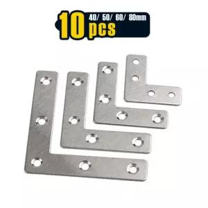 0팩 40/50/60/80mm 스테인리스 수리 L형 금속 스틸 직선 목재 플레이트 브래킷 40L( 0pcs)