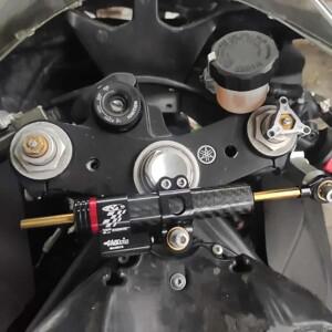 범용 오토바이 스티어링 댐퍼 스태빌라이저 조절 가능 255mm 카본 파이버 야마하 MT07 YZF R6 CRF 더트