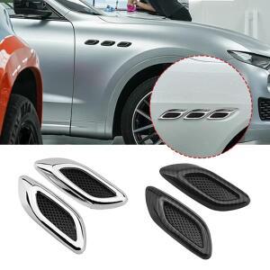 6개 크롬 카본 3D 자동차 사이드 펜더 에어벤트 후드 스쿱 아웃렛 커버 장식 튜닝 BMW 아우디 호환 혼다 폭