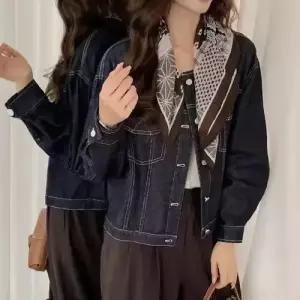 여자 캐주얼 빈티지 청 코트 자켓 아이템 트렌디 라운드 HT1
