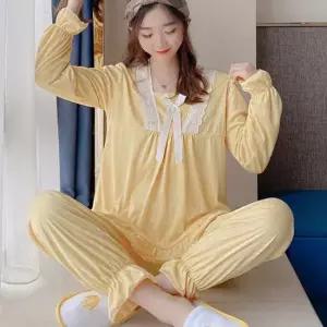 예쁜 여성 슬립 웨어 카라 레이스 밴딩 잠옷