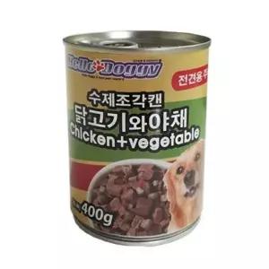 (5개묶음)헬로도기 수제조각캔 닭고기와야채 강아지주식캔 400g