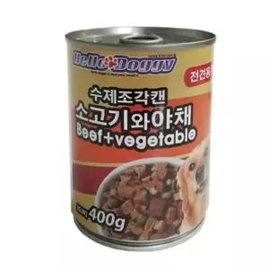 (5개묶음)헬로도기 수제조각캔 소고기와야채 강아지주식캔 400g