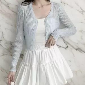 여성 여리핏 시스루 파스텔 단추 골지 가디건_25348310_588872