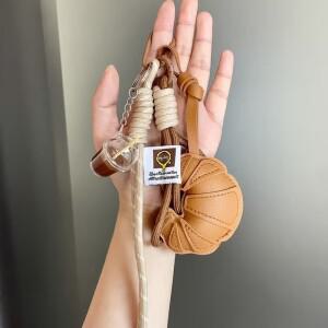 땋은 로프 크루아상 키체인 빵 모양 하트 가방 펜던트 가죽 휴대폰 핸드폰 끈 선물