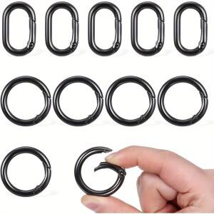 자동차 키  지갑 키 체인 교체에 대 한 끈 10피스 Carabiner 클립 금속 타원형 라운드 봄 O 링 후크
