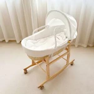 원목 라탄 아기요람 침대 바스켓 차량용 바구니 애기 수면 블루 요람 기본 이동식 쌍둥이