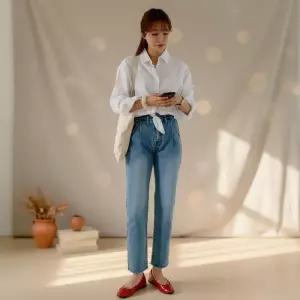 [옷자락]여성 히든밴드 빈티지 커팅 데님 팬츠 Y2K 바지 구제