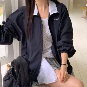 여자 여름아우터 바람막이 배색카라넥 바스락 점퍼