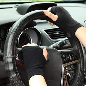 Winter Autumn Women Men Warm Fingerless Knitted Cotton Gloves Solid Co Stretch Mittens Exposed Short