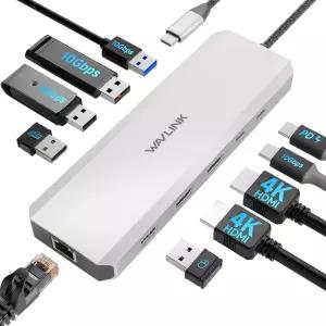 노트북 도킹 스테이션 듀얼 HDMI가 탑재된 WLINK 0Gbps 00W PD USBA/C 32 USB20 Dell//Lenovo용 기가비트