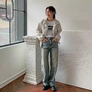 여성 빈티지 워싱 일자 청바지 Y2K 팬츠 구제 레트로_25207719_588872