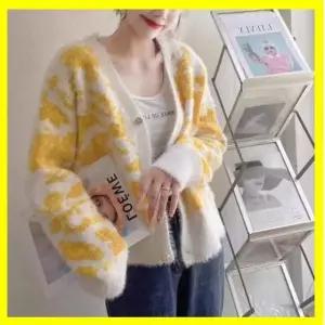 고급 번짐 파스텔니트가디건 파스텔 큐빅 단추 가디건 Oqx25vTA