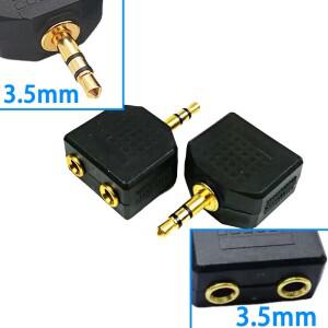 2PCS 스테레오 3.5mm 오디오 잭 1-2 변환 플러그 남성-이중 여성 헤드폰 어댑터 Y 스플리터