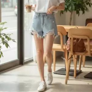 [텐바이텐][홍은]여성 여름 하프 팬츠 빈티지 찢청 데님 핫팬츠 청반바지