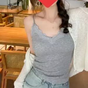 여성 여름 민소매 이너 끈 레이스 포인트 골지 나시