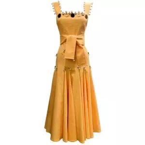 [곽현주컬렉션] [곽현주컬렉션]18S/S KHJ BELT YELLOW A-LINE DRESS