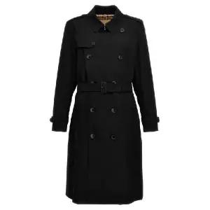 Burberry 헤리티지 켄싱턴 더블 브레스티드 벨티드 트렌치코트 8079384 BLACK TP934