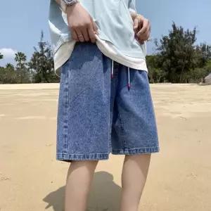 남성 데님 반바지 5부 밴딩 오버핏 버뮤다 청반바지 데일리 캐주얼