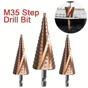 4-12/4-20/4-32mm M35 코발트 스텝 드릴 비트 테이퍼 HSS-CO HSS 스텐 용 토션 그루브 삼각형