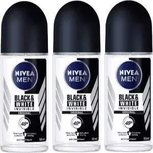 니베아 포 맨  인비저블 블랙 화이트 48시간 데오도란트 롤 온 50ml 3팩