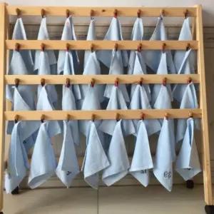 이동식수건걸이 사우나 미용실 45후크 타월 원목 3단 걸이